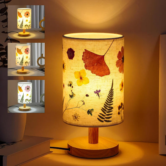 WSYEAR Dried Flowers Small Table Lamp Gifts for Women Her Wife-Pressed Flowers Bedside Lamps Vintage Night Light for Birthday Mothers Day Christmas