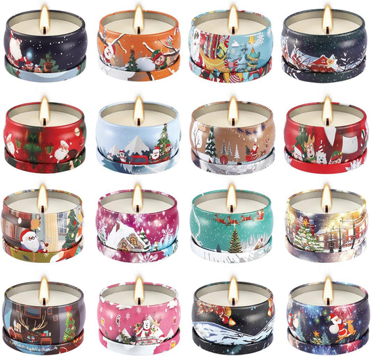 16Pack Christmas Scented Candles Gift- Aromatherapy Candle-Soy Wax-Long Lasting Burn time, Christmas Thanksgiving Gifts for Women，Advent &Home Decor.
