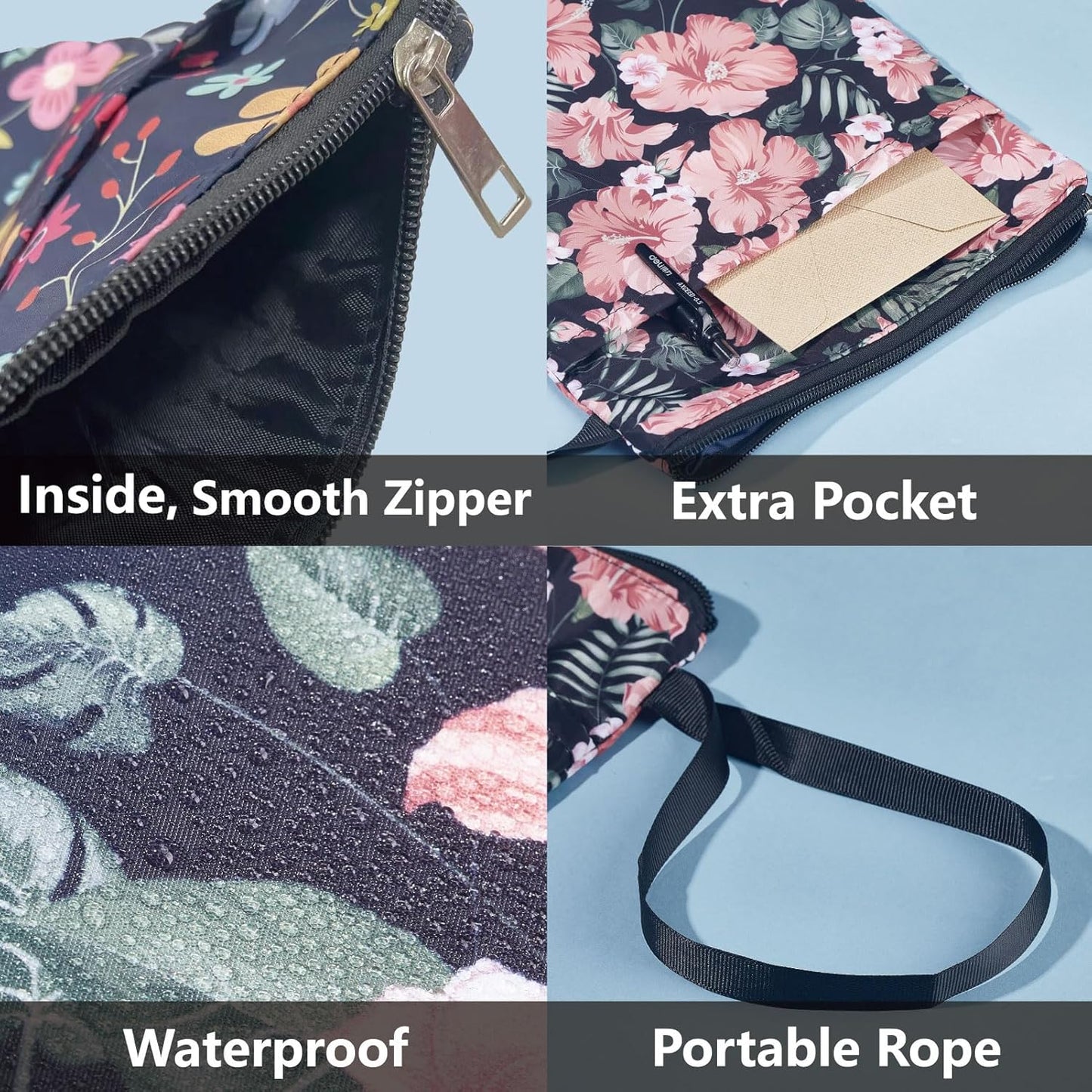 CRASPIRE Sunflower Book Sleeve with Zipper, Canvas, Floral Pattern, Book Cover for Hardcover, Paperbacks, Soft Books, Multi-function Pouch