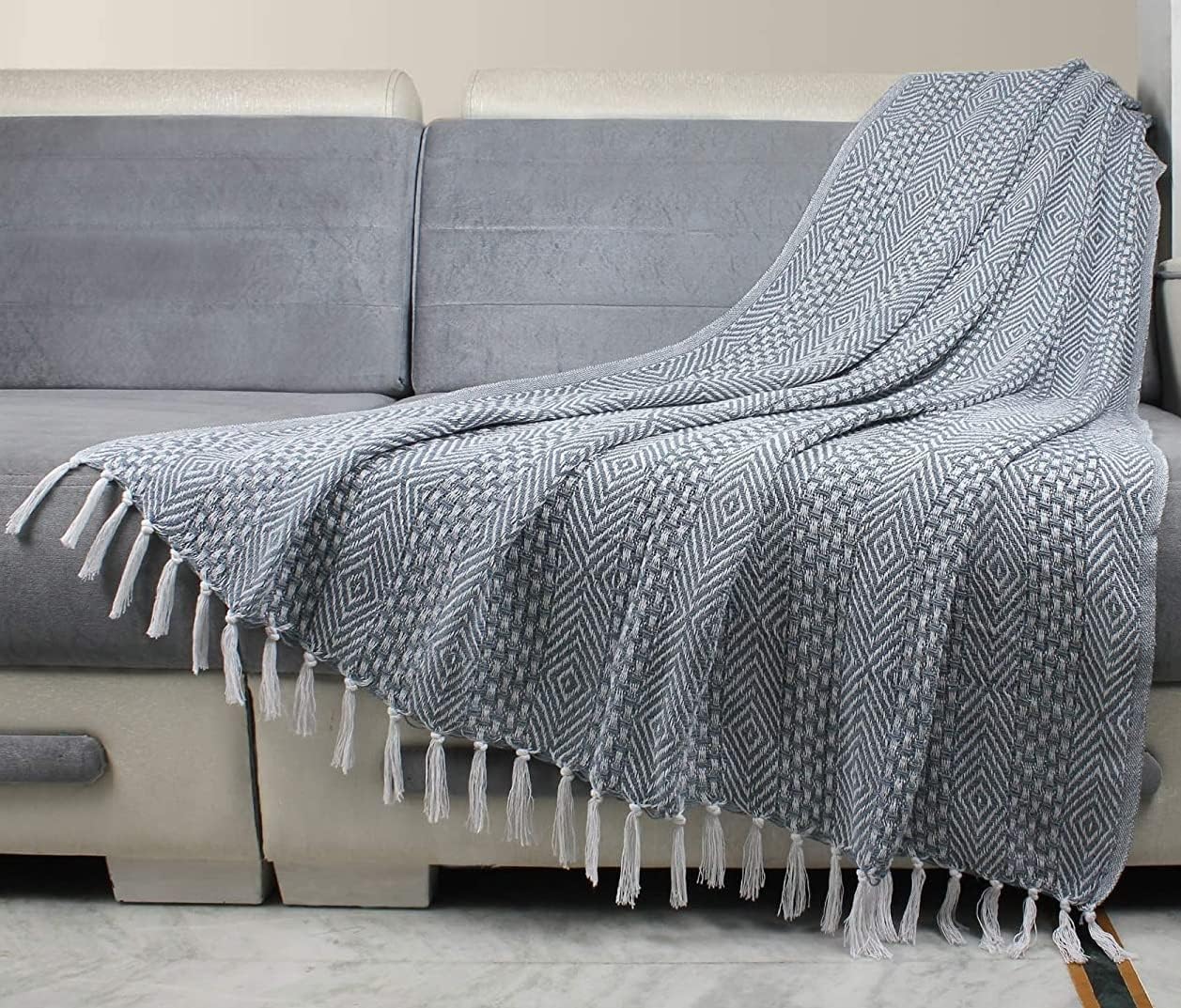 RAJRANG Dusty Blue Throw Blanket Soft and Warm Living Room Decorative Throws for Sofa Couch - 60 x 50 Inch