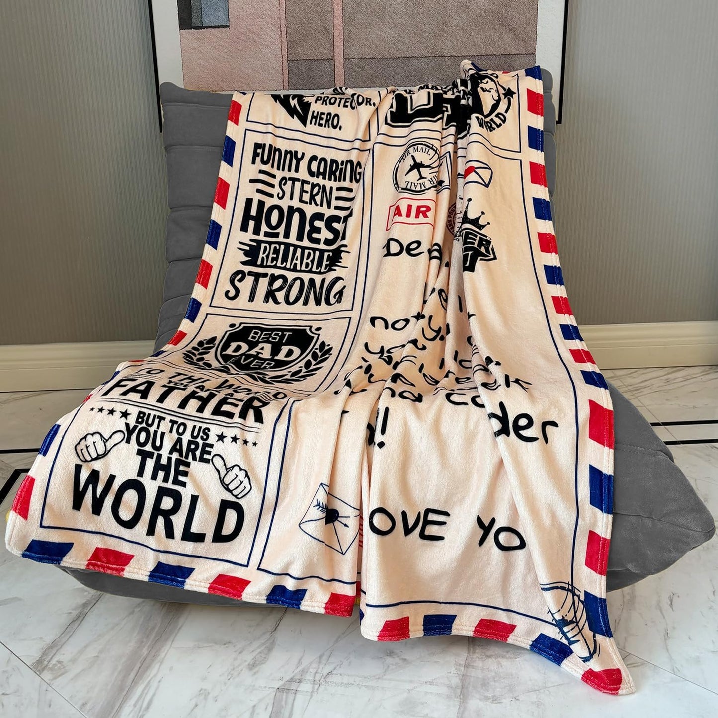 Letter to My Dad Blanket 60"x50", Father's Day Birthday Gifts for Dad, Fathers Dads Day Gifts Blankets