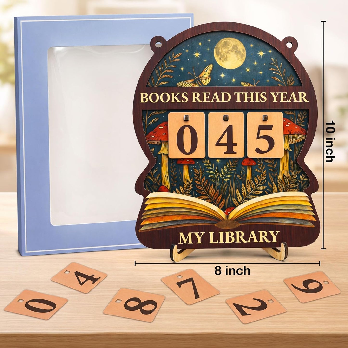 Books Read This Year Counter Sign - Fantasy Reading Tracker Ornament Bookshelf Decor - Bookish Gifts for Women Book Lovers Readers Bookworms