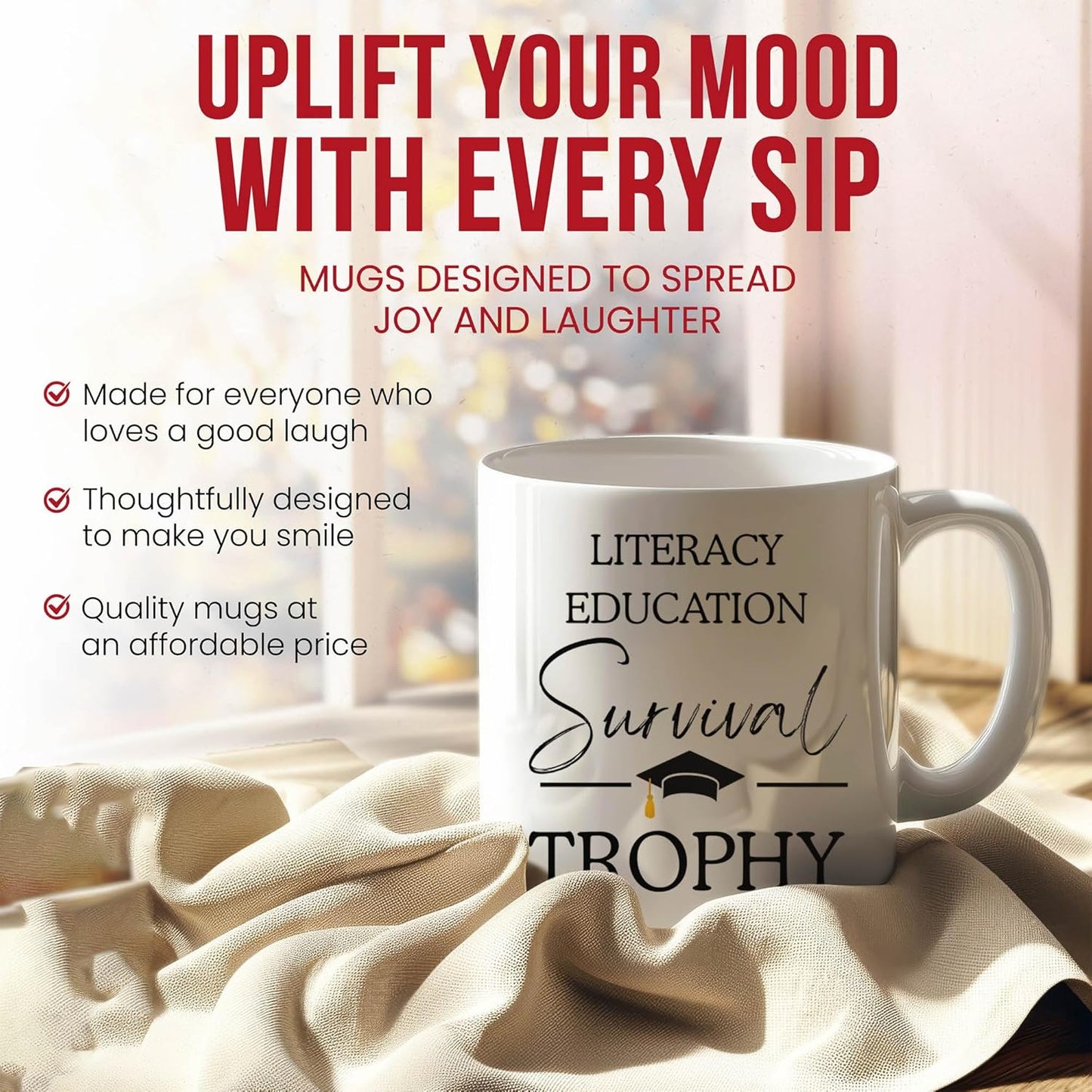 Literacy Education Graduation Mug - Reading Advocate Coffee Cup - Educator Funny Gift From Colleagues - Teaching Tea Mugs - Book Lover Cups - 11 Oz Ceramic Gifts For Graduates, Birthday, Him, Her