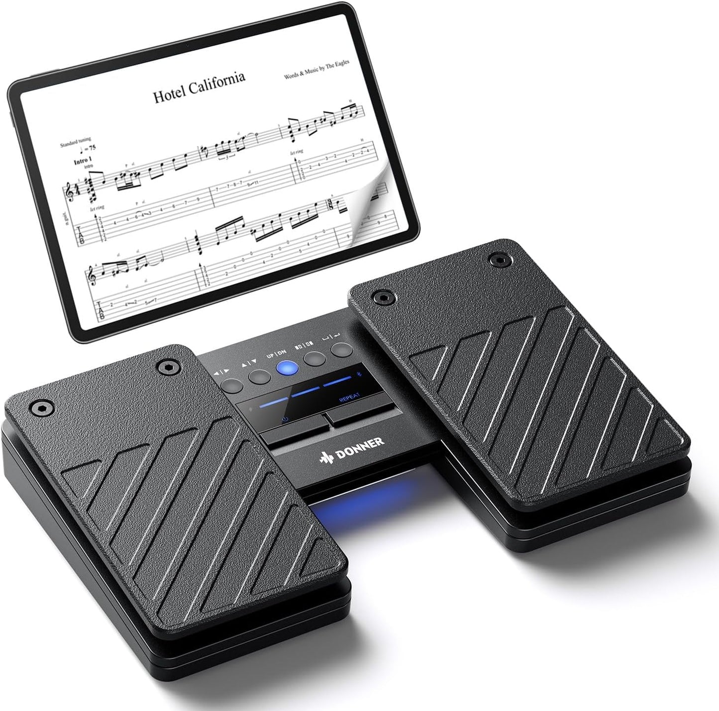 Donner Wireless Bluetooth Page Turner Pedal for iPad Tablets Phone Foot Pedal, Black