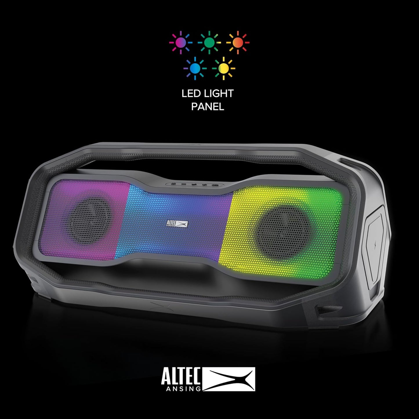 Altec Lansing Rockbox 2.0 Portable Bluetooth Wireless Speakers with Led Lights, IP67 Waterproof and Durable for Outdoor, 20 Hours Battery with App Control