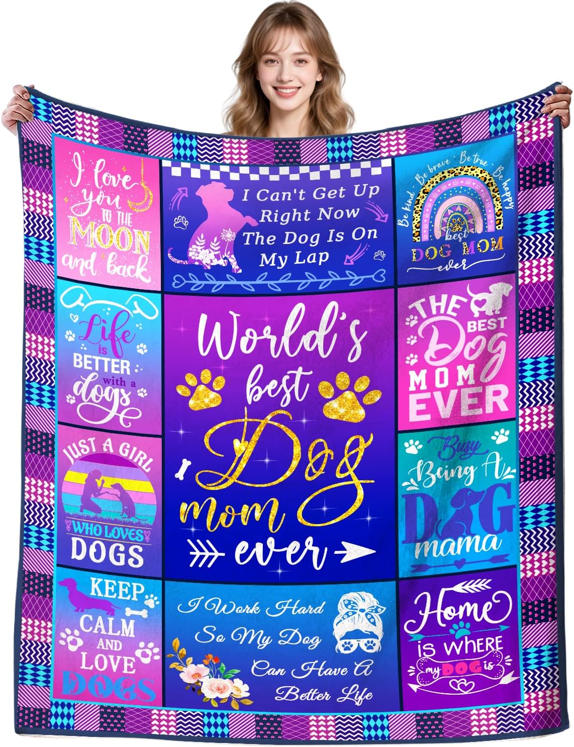 Dog Mom Gifts for Women,Mothers Day Dog Mom Blanket Gifts for Dog Lovers for Women,Throw Blankets for Dog Moms Birthday Gifts for Bed Couch 50”X40”