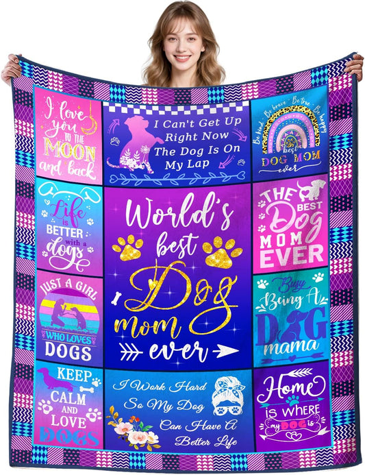 Dog Mom Gifts for Women,Mothers Day Dog Mom Blanket Gifts for Dog Lovers for Women,Throw Blankets for Dog Moms Birthday Gifts for Bed Couch 50”X40”