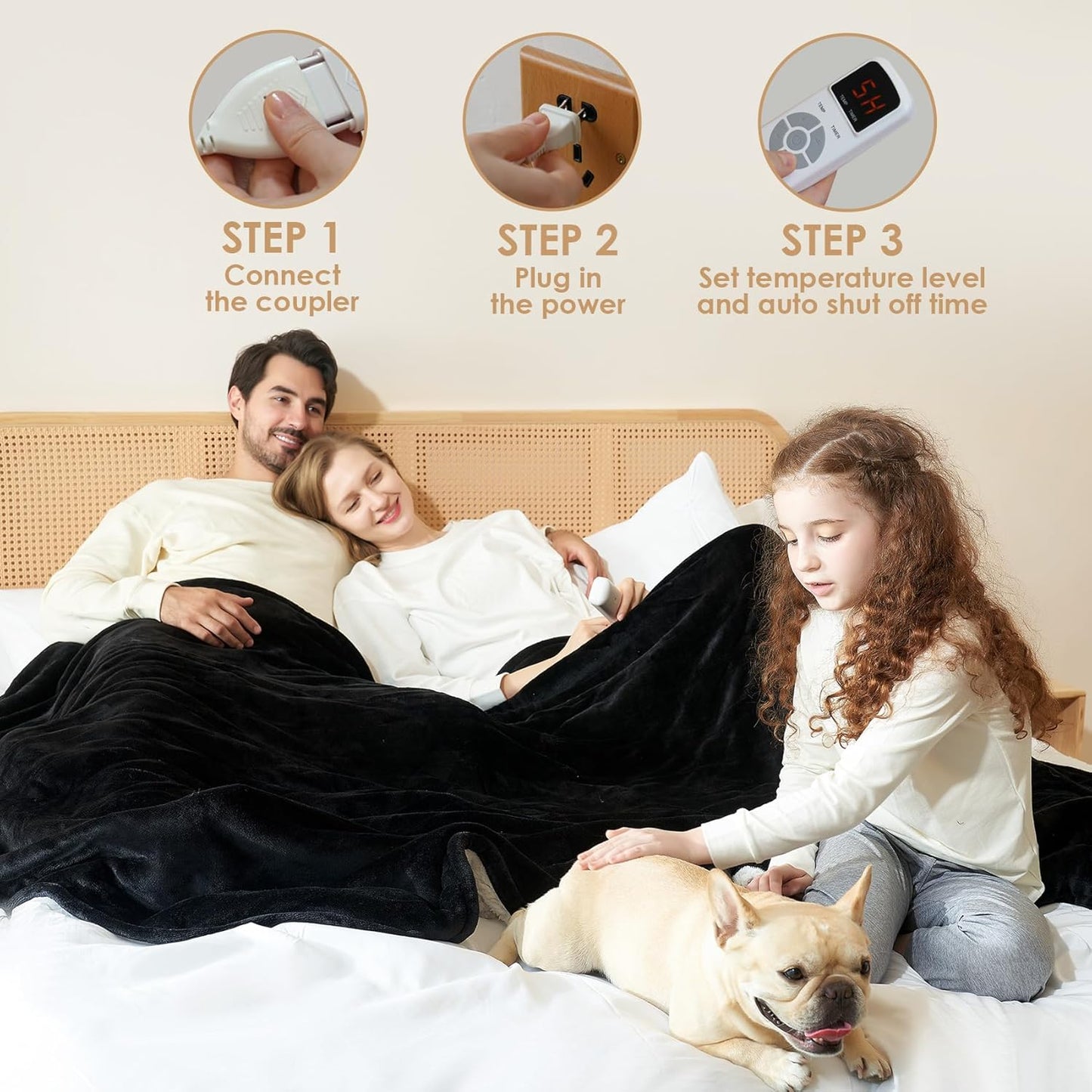 EHEYCIGA Heated Blanket - Electric Throw with 9 Heating Levels & 10 Hr Auto Off, Soft Cozy Sherpa Washable Blanket, 50 x 60 Inches