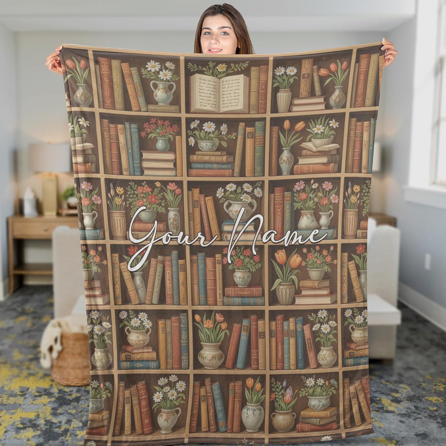 ThangPham Shop Personalized Book Lovers Fleece Blanket – Reading Book Cozy Throw Blanket (Multi 2)