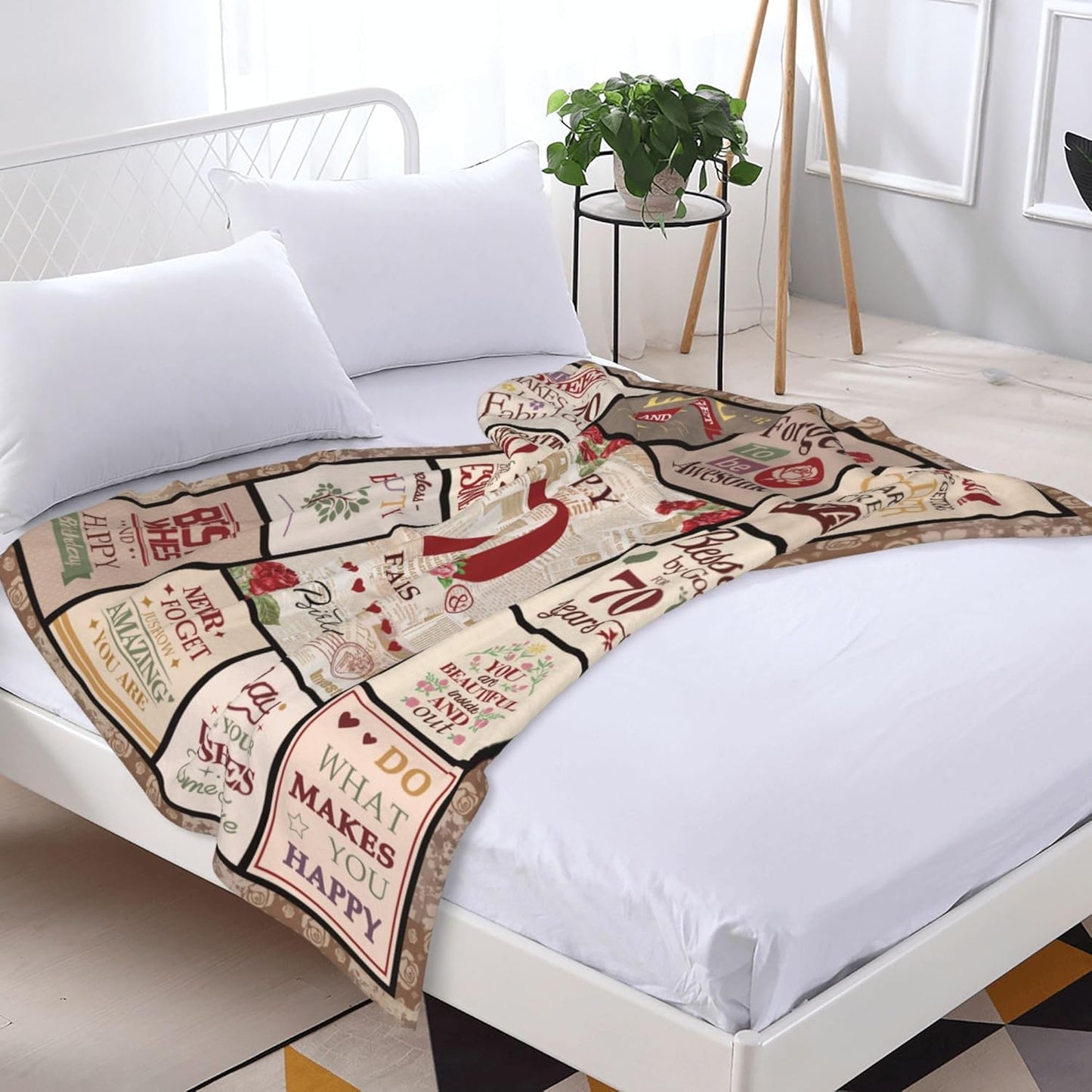 70th Birthday Gifts for Women, Gift for 70 Year Old Woman, 70 Year Old Birthday Gifts for Women, Happy 70th Bday Decorations for Woman,1955 Bday Gift Blanket 60"X50", Present for Age Seventy