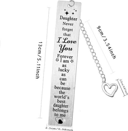 Daughter Metal Bookmarks Daughter Birthday Christmas Graduation Gifts from Dad Mom I Love You Daughter Bookmark Present Keepsakes