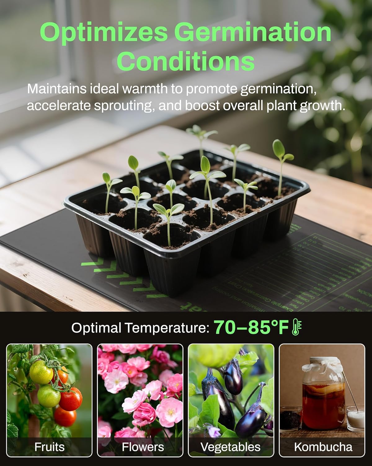 BN-LINK Seedling Heat Mats for Seed Starting 10" x 20.75", 6 Pack Waterproof Warming Mat Plant Heating Pad for Seed Germination, Indoor Growing, Hydroponic, Greenhouse, ETL Listed