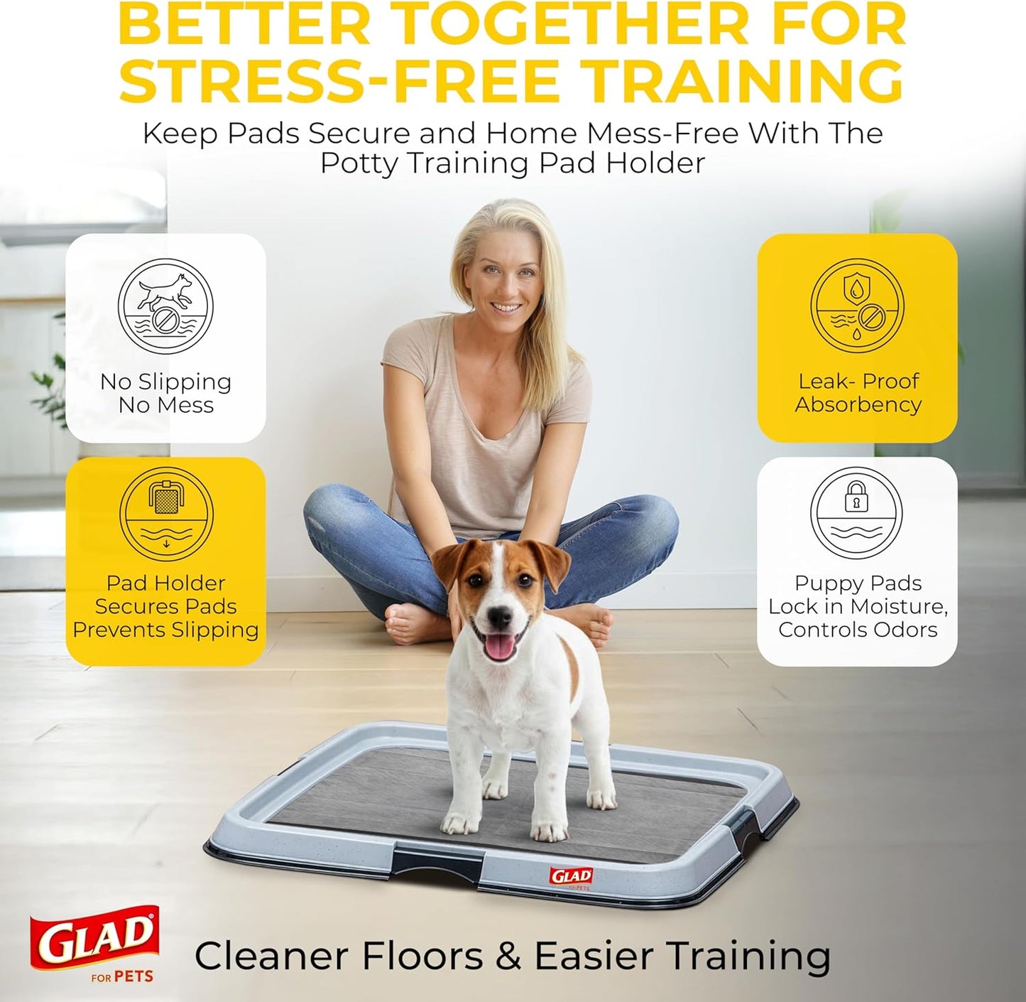Glad for Pets Black Charcoal Puppy Pads - Super Absorbent Disposable Dog Pee Pads, Potty Training Pads, and Pet Supplies - Dog Pee Pads for Crate Training and Indoor Use 23" x 23" - 100 Count