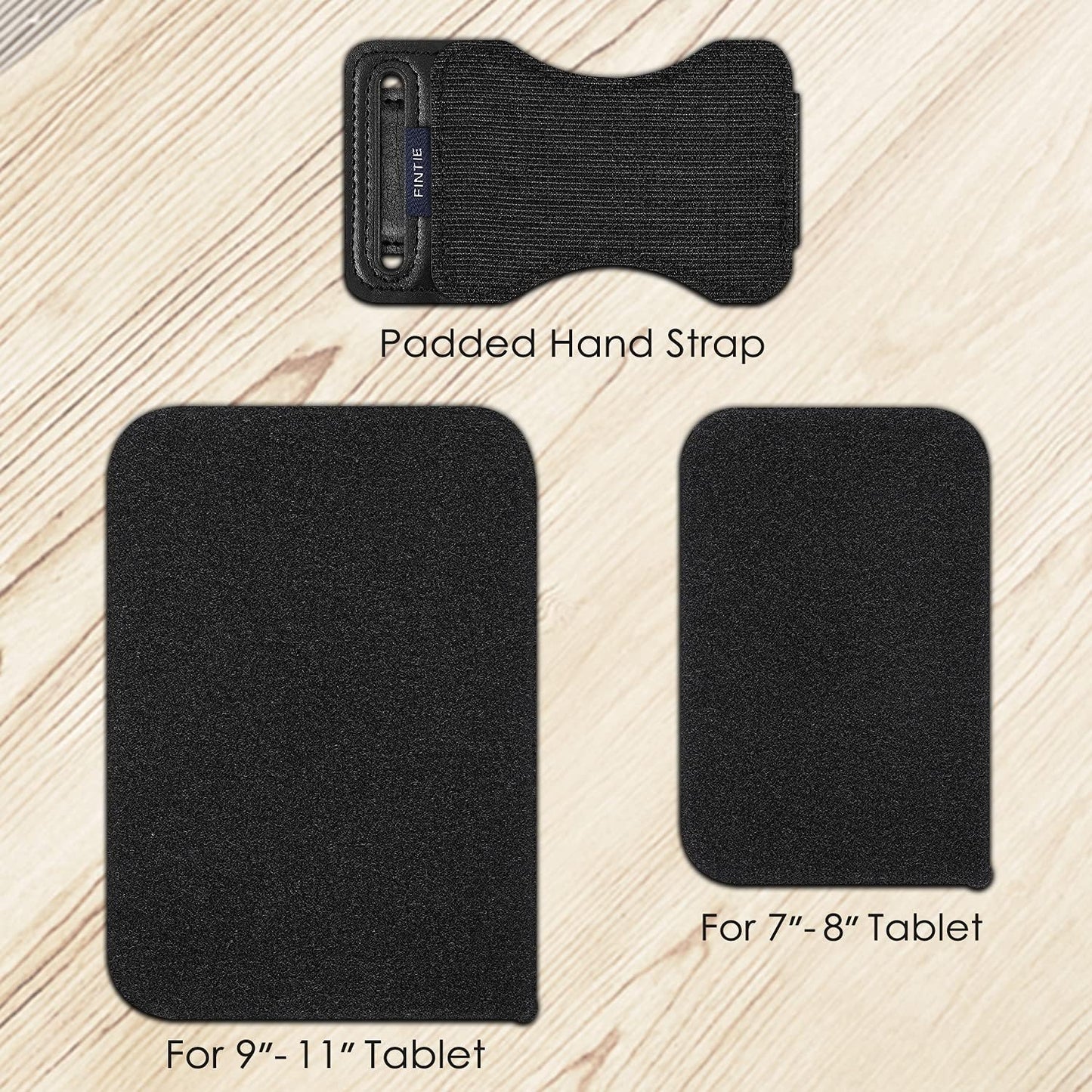 Fintie Universal Tablet Hand Strap Holder - [Dual Stand Supports] Detachable Padded Hook & Loop Fastening Handle Grip with Adhesive Patch for iPad/Galaxy Tab and All 7-11" Tablets, Gray