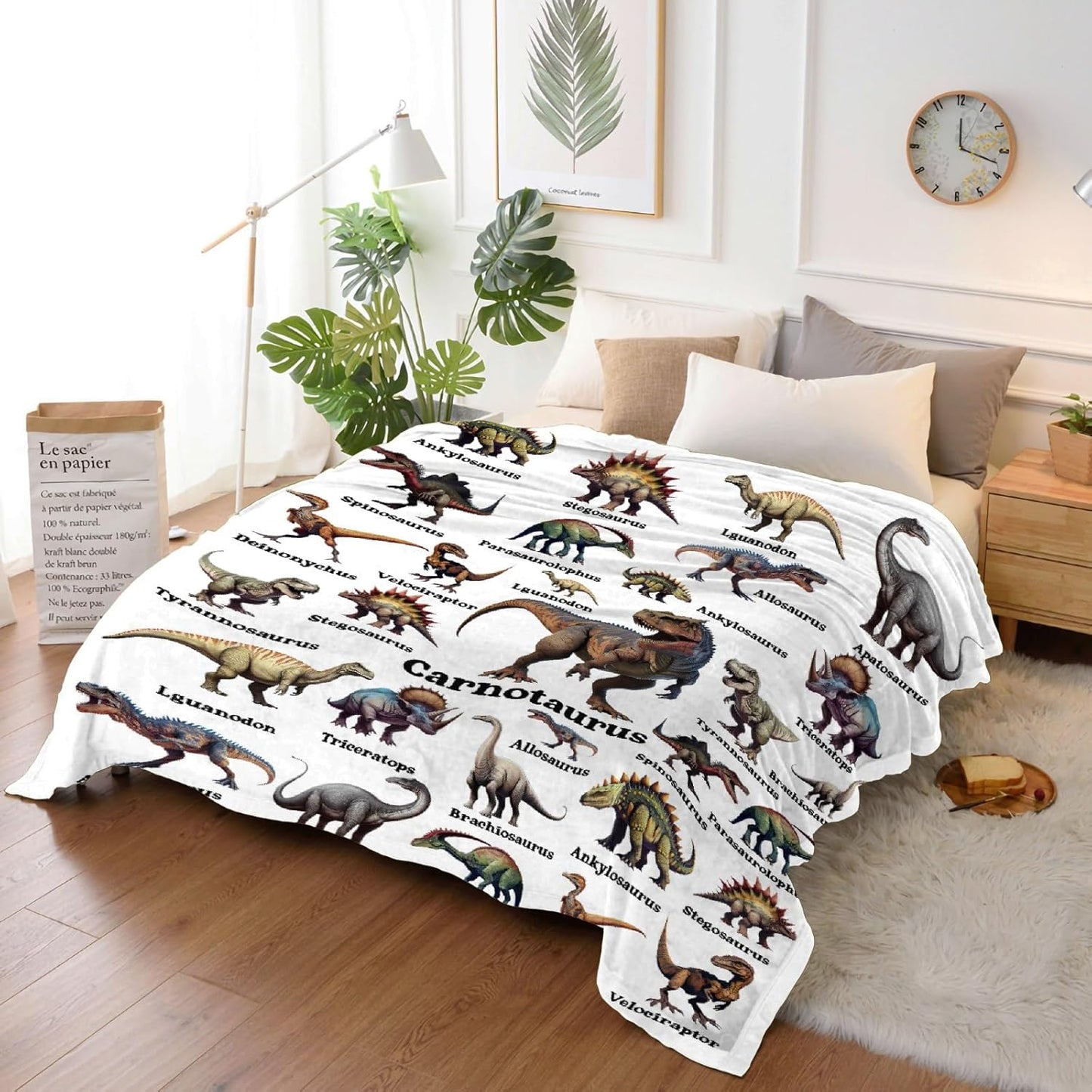 Dinosaur Blanket Gift for Boys, Jurassic Dino Dinosaurs Throw Blanket Gifts for Teens Girls Animal Wild Decor Plush Soft Lightweight Flannel Fleece Dinosaurs Blankets for Sofa Bed Chair 60x50In
