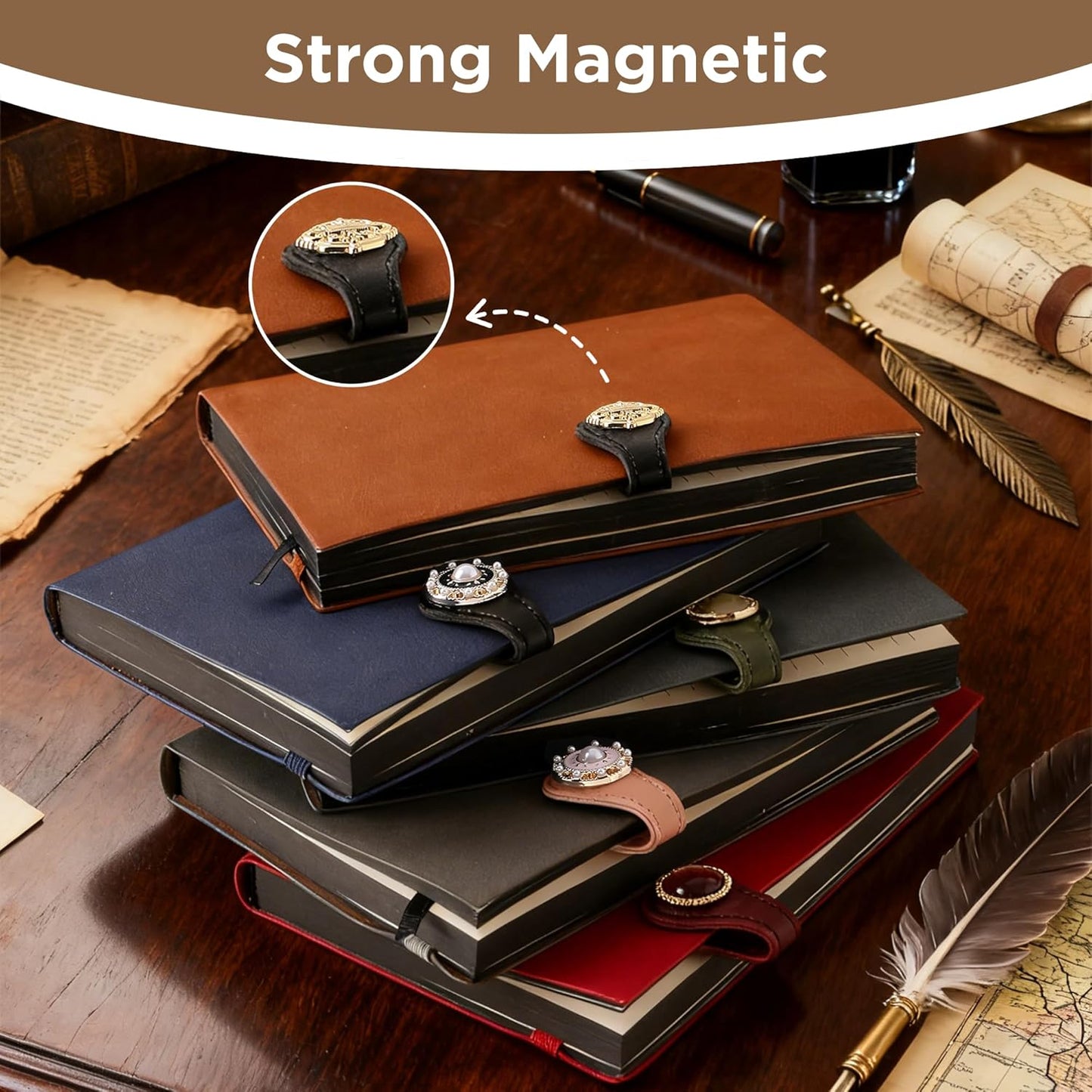 Magnetic Leather Bookmark Clip, 2 Pcs Leather Magnetic Bookmarks for Women