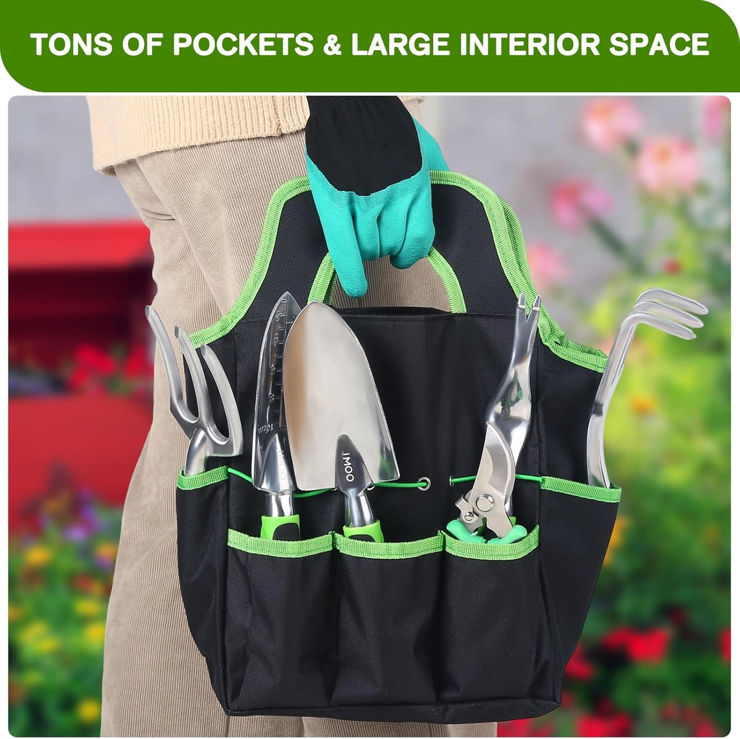 JMOO Garden Tools, 8-Piece Garden Tool Set with Non-Slip Ergonomic HandlesIdeal for All Ages, This is The for Dad and Mom, and Gardening Enthusiasts.