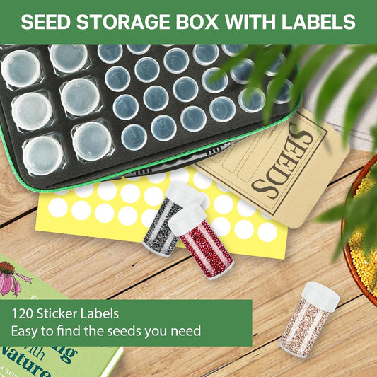 104 Slots Seed Storage Organizer Box with 20 Envelopes, Garden Seed Containers 1 oz 5 oz with Labels, Seed Packet for Plant, Flower,Vegetable Seeds