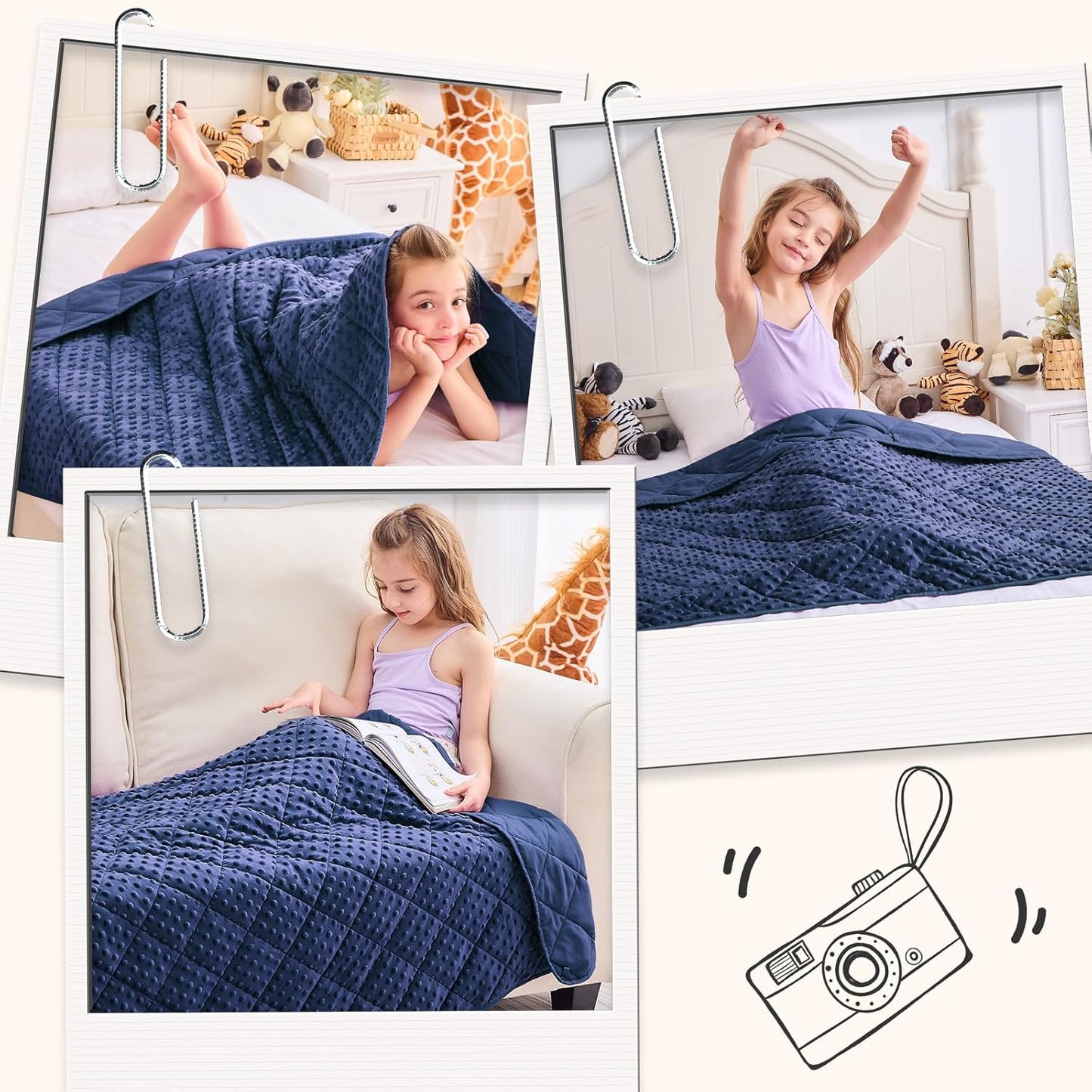 yescool Weighted Blanket 3 lb Blue Small Weighted Lap Blanket for Boys and Girls, Cooling Weighted Throw Blankets Minky Heavy Blankets, Christmas Gifts for 20-45lbs, 36 * 48in
