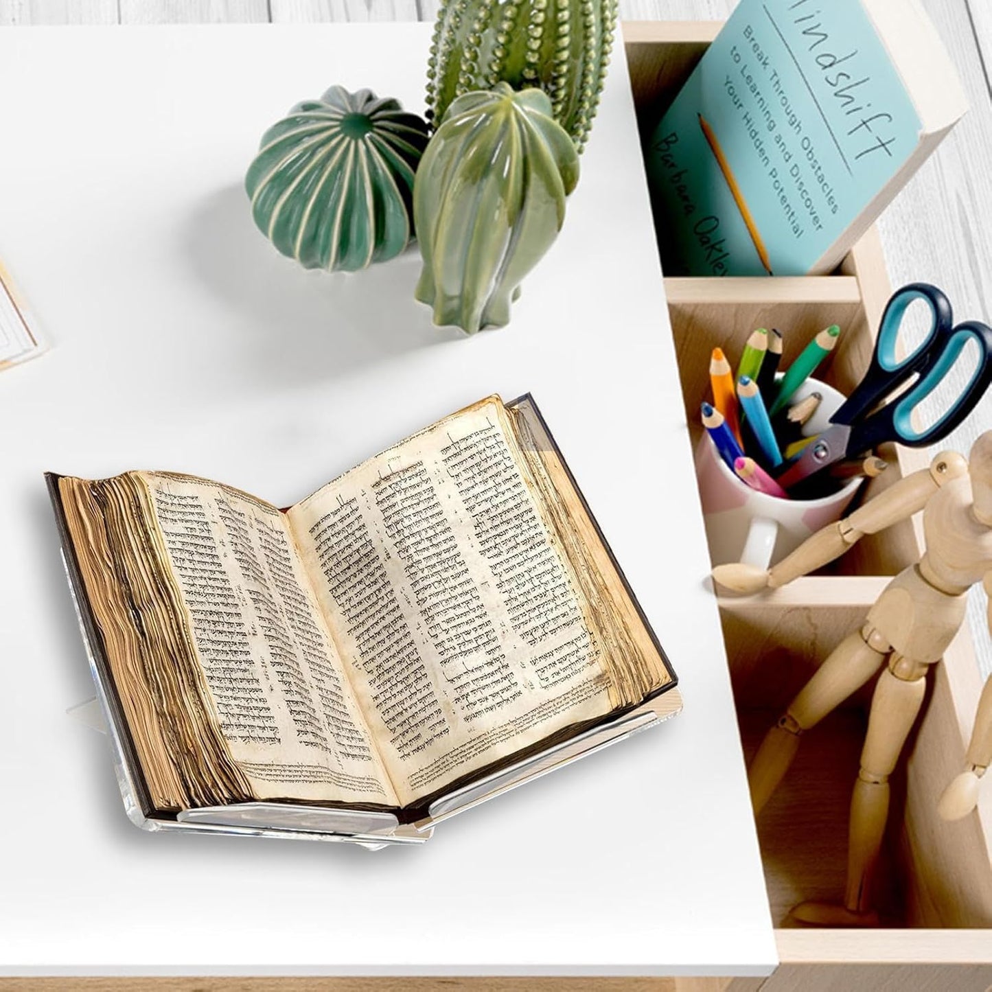 Clear Acrylic Stand, 12x7cm Book Holder for Reading Support, Heavy Textbook Display, Cookbook Shelf, Tablet Resting, Office Document Organization