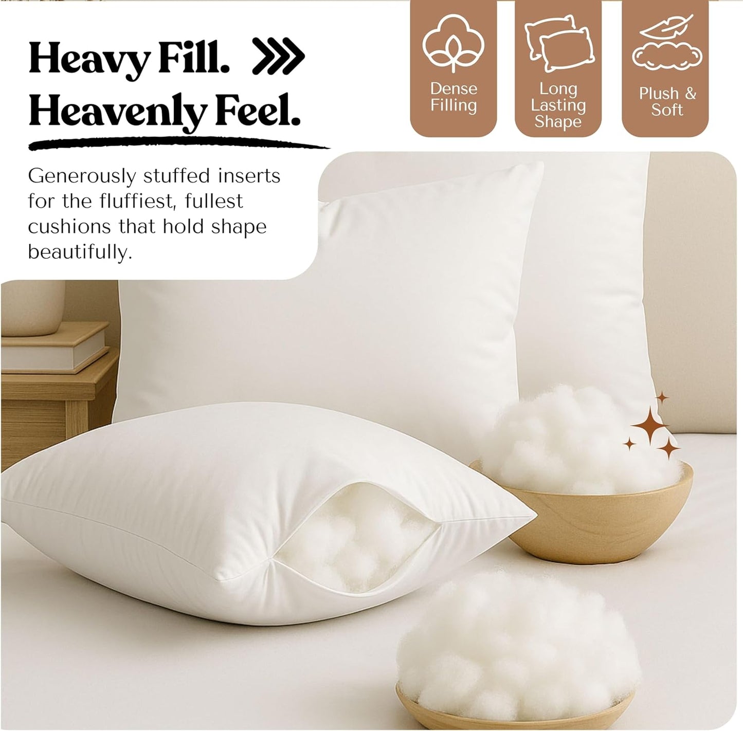 Lumbar Pillow Inserts (Pack of 2, 12"x20", White, Polyester) - Rectangular Throw Cushion for Lower Back Support, Office Chair, Sofa or Bed - Perfect for Back Support & Stylish Decor