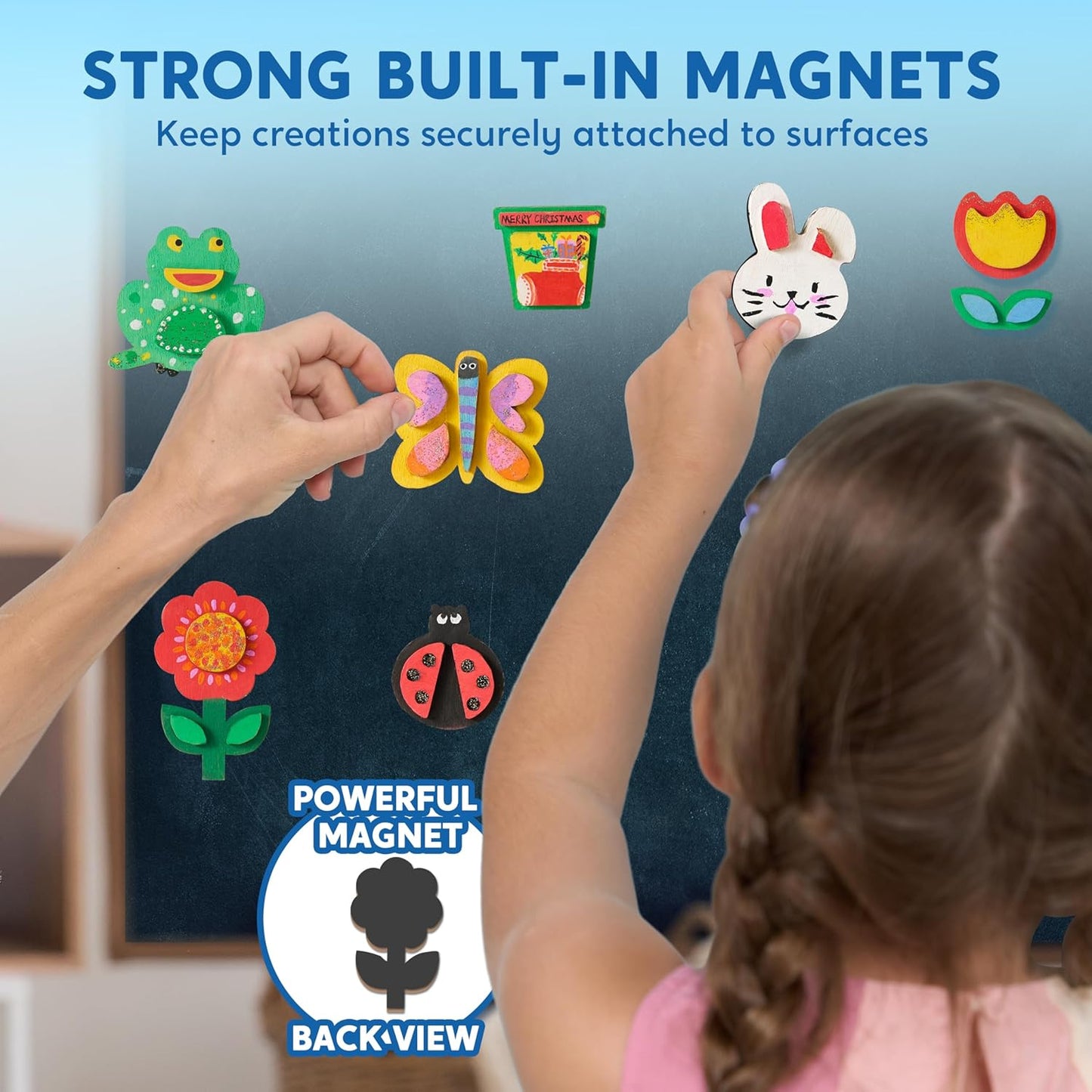 JOYIN 12 Wooden Magnet Creativity Arts & Crafts Painting Kit for Kids, Decorate Your Own Painting Gift for Halloween Crafts, Birthday Parties and Family Crafts, Party Favors for Boys Girls
