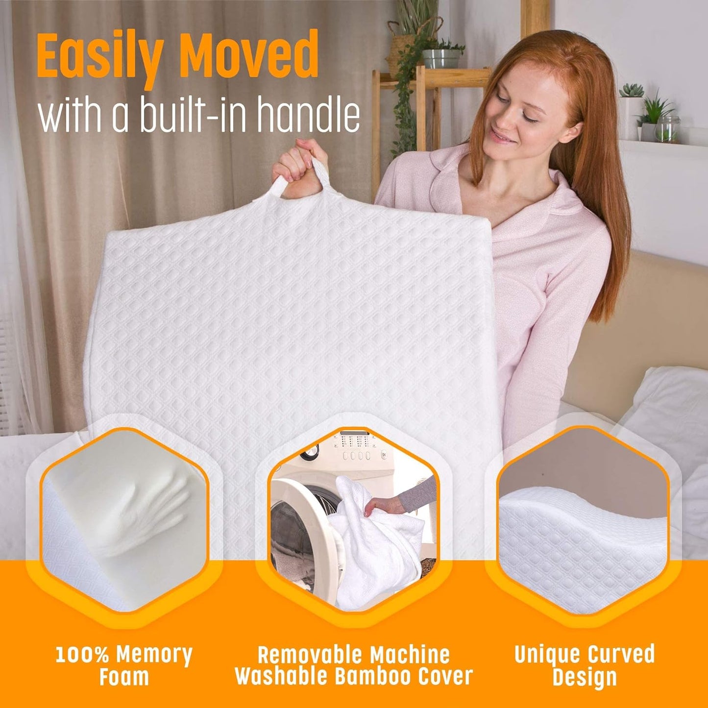 Aeris Wedge Pillow for Sleeping and Nighttime Comfort, Memory Foam Bed Wedge for Post Surgery Recovery, Incline Cushion for Snoring and Stomach Acid, Breathable Viscose Cover with Non Slip Base