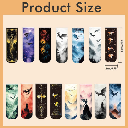 Dragon Magnetic Bookmarks: 30 PCS Cool Novel Bookmark Clips, Book Mark for Reading Men Women, Halloween Birthday Gifts, Book Lovers Collectors Back to School Office Supplies