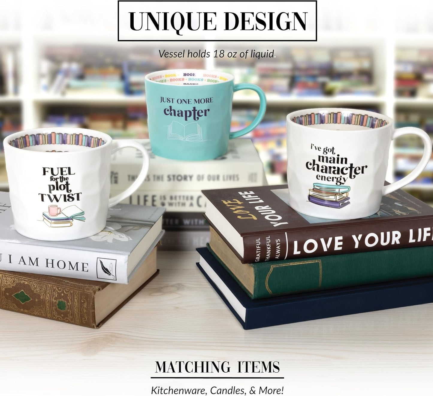 Pavilion Gift Company - Main Character - 16 oz Ceramic Mug Coffee Tea Main Character Reading Book Lover Reader Librarian Drinkware