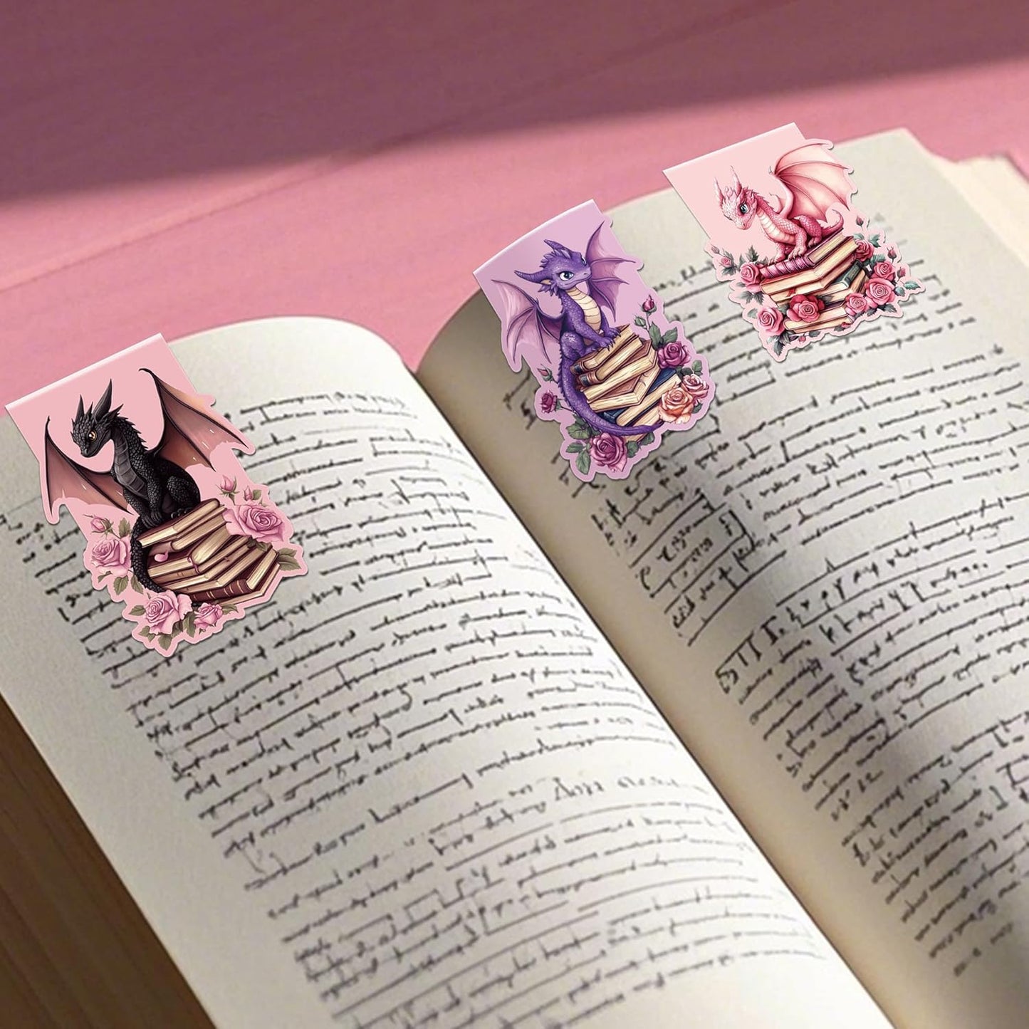 Dragon Magnetic Bookmarks: 8 PCS Floral & Cute Animals Magnet Book Markers for Reading Kids Boys Girls, Unique Dragon Book Mark Clips, Gifts for Novel Lovers Readers, School Office Supplies