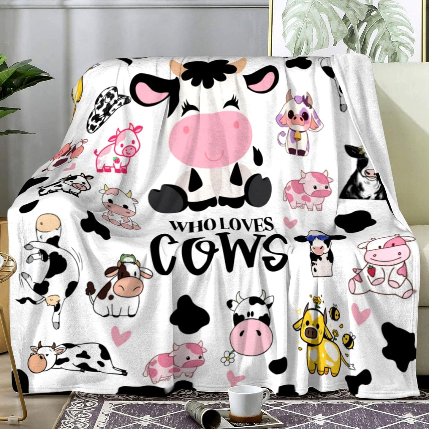 Cow Gifts Blanket Soft Flannel Cows Throw Blanket for Cow Lovers Adults Women Girls for Bedding Bedroom Living Rooms Sofa 50"X40"
