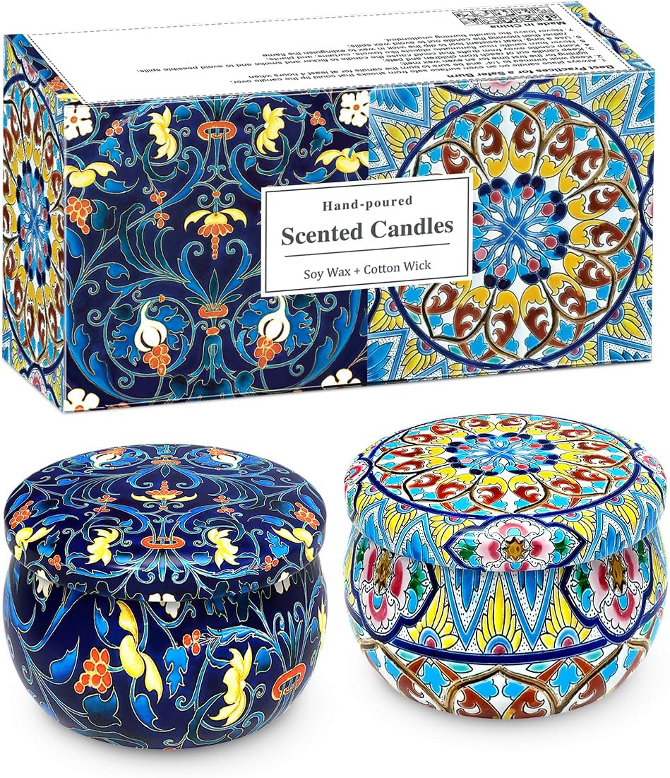 2 Pack Scented Candles Set for Thanksgiving, Soy Wax Stress Relief Aromatherapy Candles, Relaxation Gift for Women, Ideal for House-Warming and Birthday