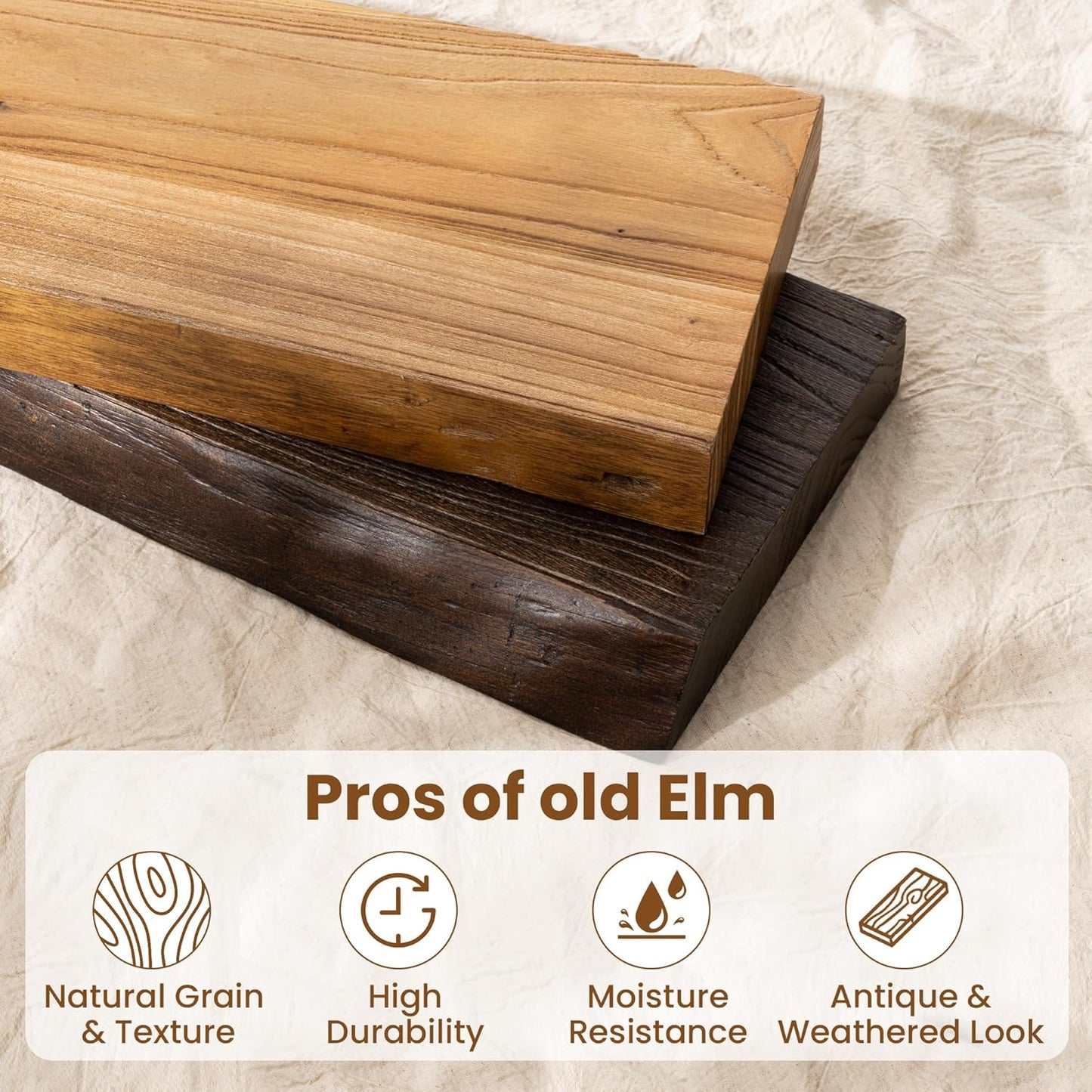 30 Inch Floating Shelves for Wall, Solid Elm Wood Live Edge Floating Shelves for Bedroom Living Room Bathroom, Wall Mounted Wooden Shelf with Invisible Bracket for Books Decor Storage, Walnut