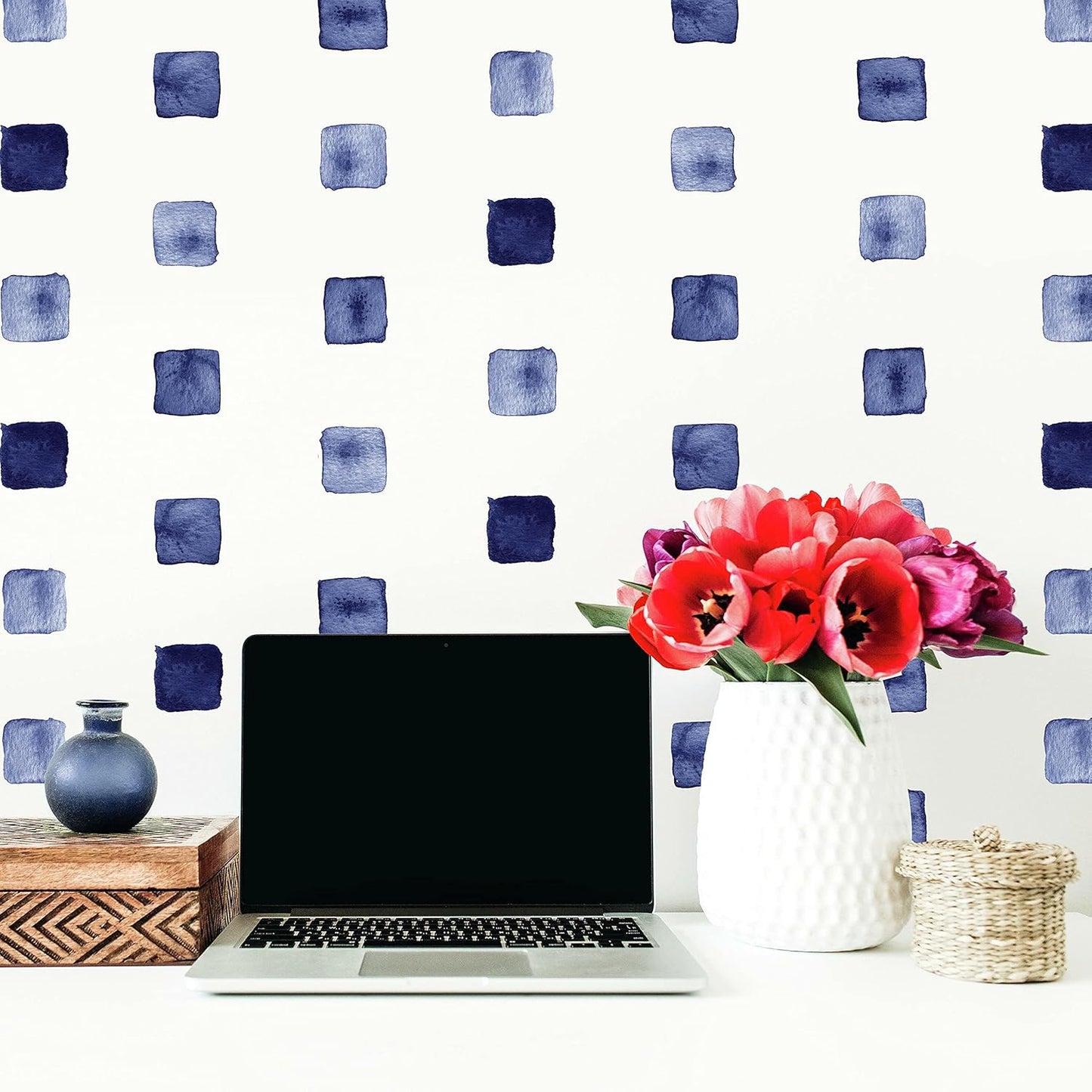RoomMates RMK4885SCS Blue Watercolor Blocks Peel and Stick Wall Decals
