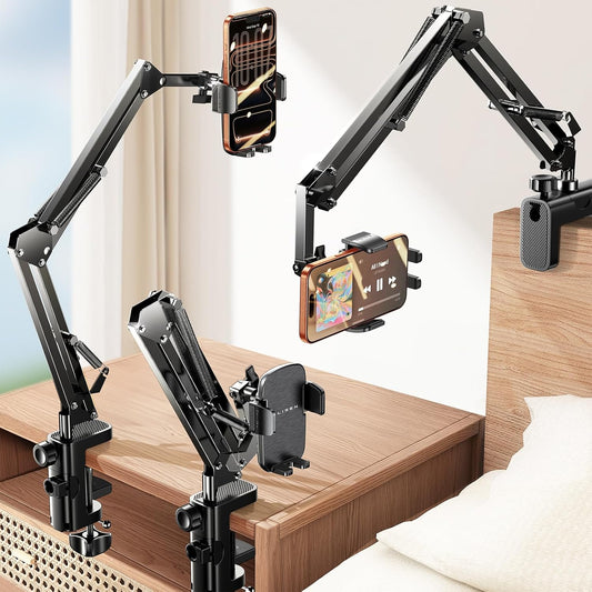 LISEN Gooseneck Phone Holder for Bed Desk [3rd Upgrade] Cell Phone Stand for Desk Bed Gaming Accessories,Gifts for Men Senior Kids Tech Mount for Recording Filming Laying Down Flexible Magic Arm Clamp
