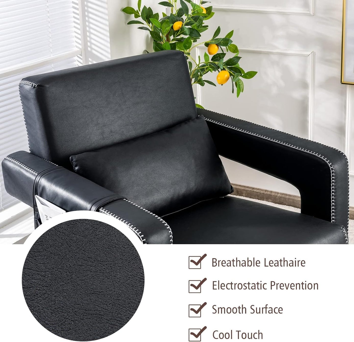 Giantex Modern Accent Chair with Ottoman, Soft Berber Fleece Single Sofa w/Side Storage Bag, Adjustable Foot Pads, Leisure Armchair for Office, Black