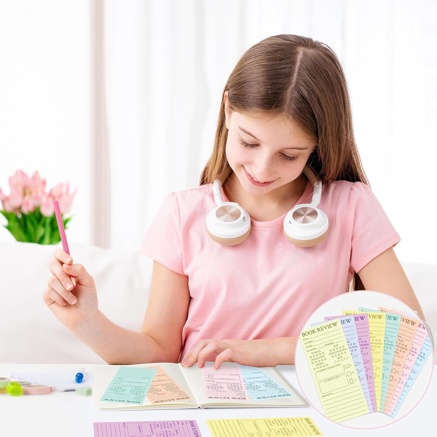 L1rabe Colorful Book Review Bookmarks - Spring Easter Gift 120P Book Marker Reading Log Page Markers for Readers Bookish Bookworm, Reading Page Tracker for Students Teachers Women to Review & Tracker