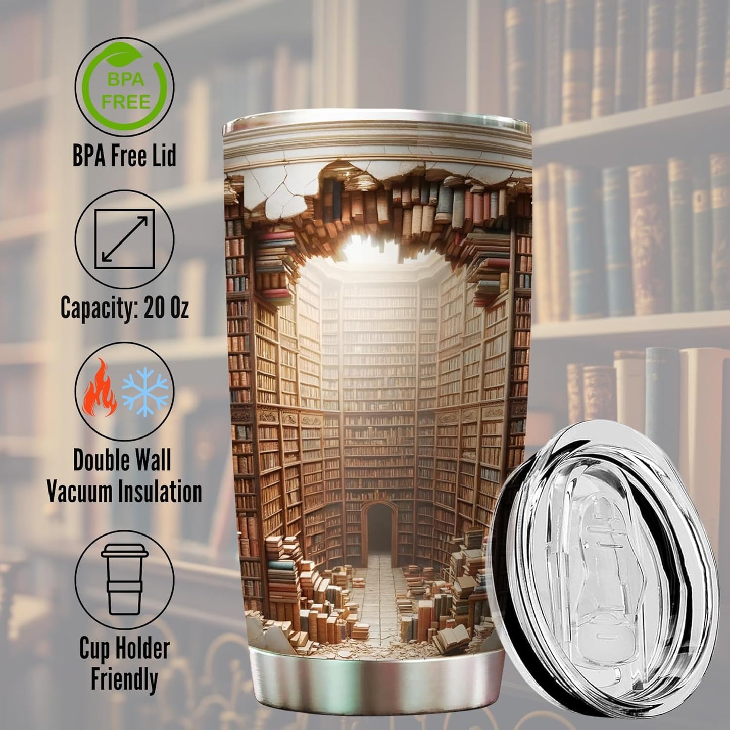 2IMT Bookshelf Mug Book Lovers Gifts For Books Lovers Women Bookshelf Tumbler - Books Coffee Mug Bookish Gifts For Readers Librarian Gift For Men Library Tumbler 20Oz Reading Lovers Gift For Women