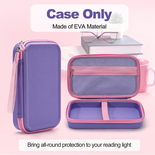 Case for Glocusent Vekkia LITOM LEDGLE TAKKUI TSINGREE Reading Light, Neck Book Light Carrying Box for Reading in Bed, LED Book Light Storage with Pocket for USB Cable (Case Only)- Purple