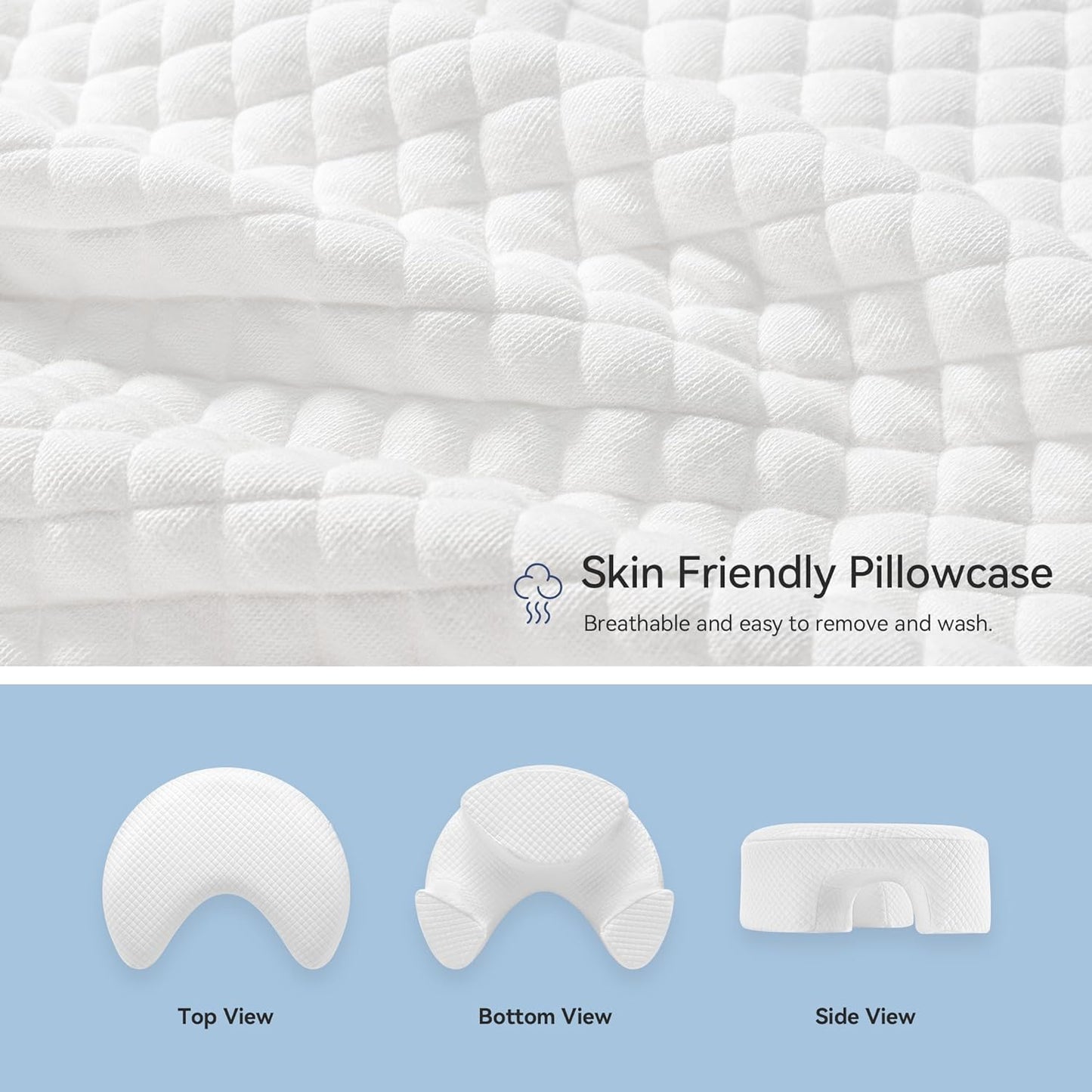 Side Sleeping Pillow with Arm Holes - Ergonomic Memory Foam Pillow for Cervical, Neck, Shoulder & Rotator Cuff Pain Relief - Ideal for Side Sleepers