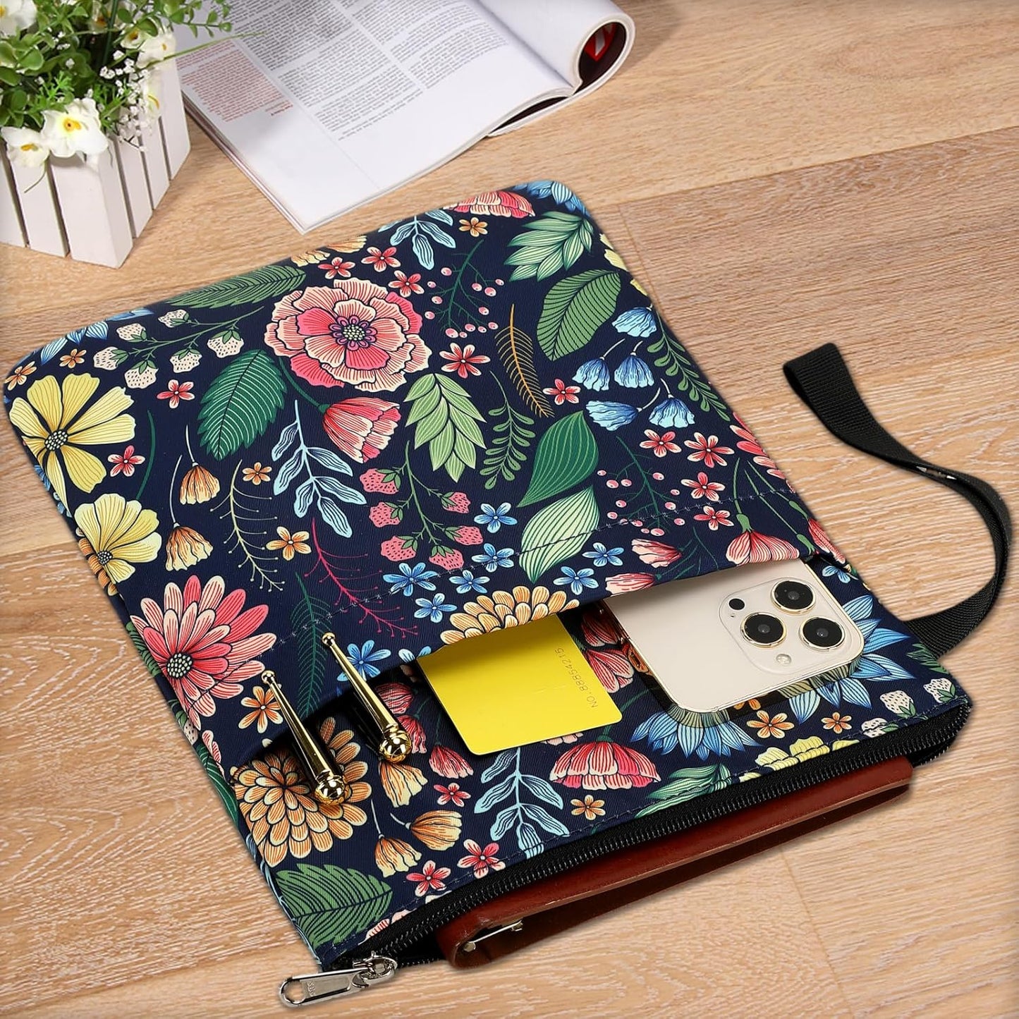 DSIUE Book Sleeve Book Lover Gifts Book Protector with Zipper, Book Covers for Paperbacks, Book Pouch with Pockets, Book Accessories,11.4 X 9 Inch
