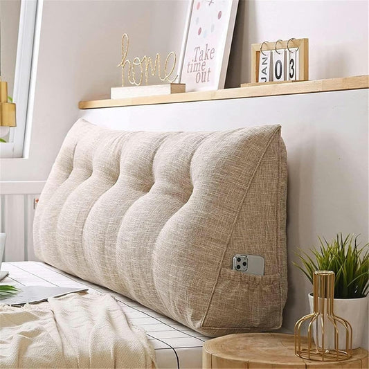 Large Back Cushion, Removable Washable Headboard Solid Color Wedge Pillow Triangular Positioning Support Reading Cushion Bed Rest Pillows(Brown,80 * 50 * 20cm)