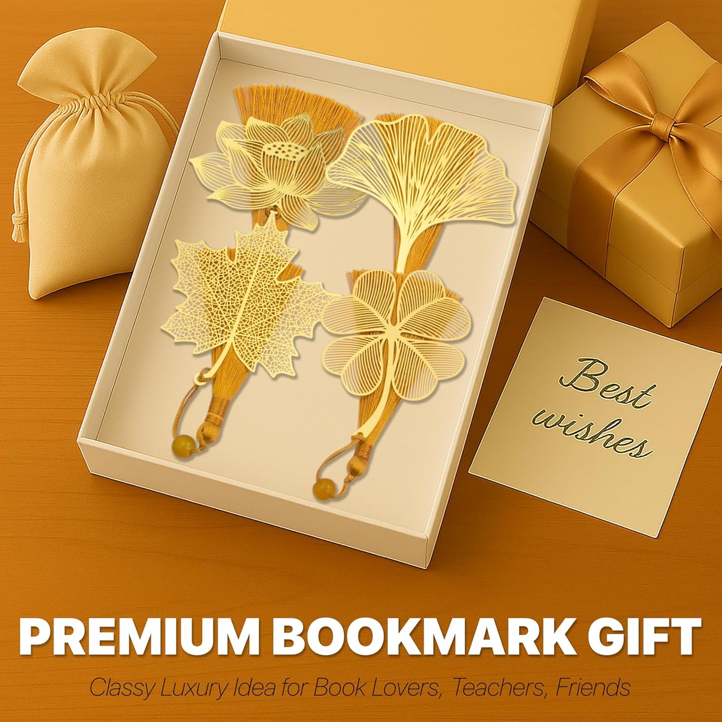 4 Pack Metal Bookmarks with Tassel for Women – Aesthetic, Pretty & Unique Bookmark Set, Gold & Brass Designs for Reading Essentials, Gifts for Writers, Cute Decorative Bookmarks for Book Lovers