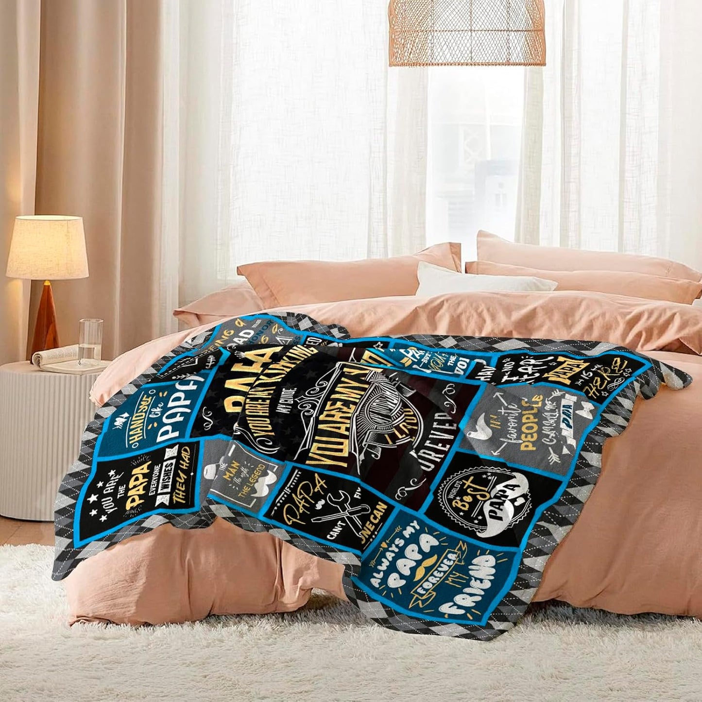 Fathers Day Papa Gifts Throw Blanket 60"x50", Birthday Gifts for Papa from Grandkids Grandchildren Grandson Granddaughter