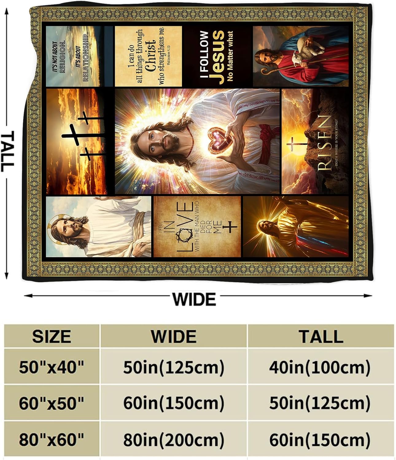 Jesus Throw Blanket Cozy Plush Christian Religious Gifts Blankets Flannel Fleece Lightweight Fuzzy Blanket for Girls Women Men Boys 50"X40"