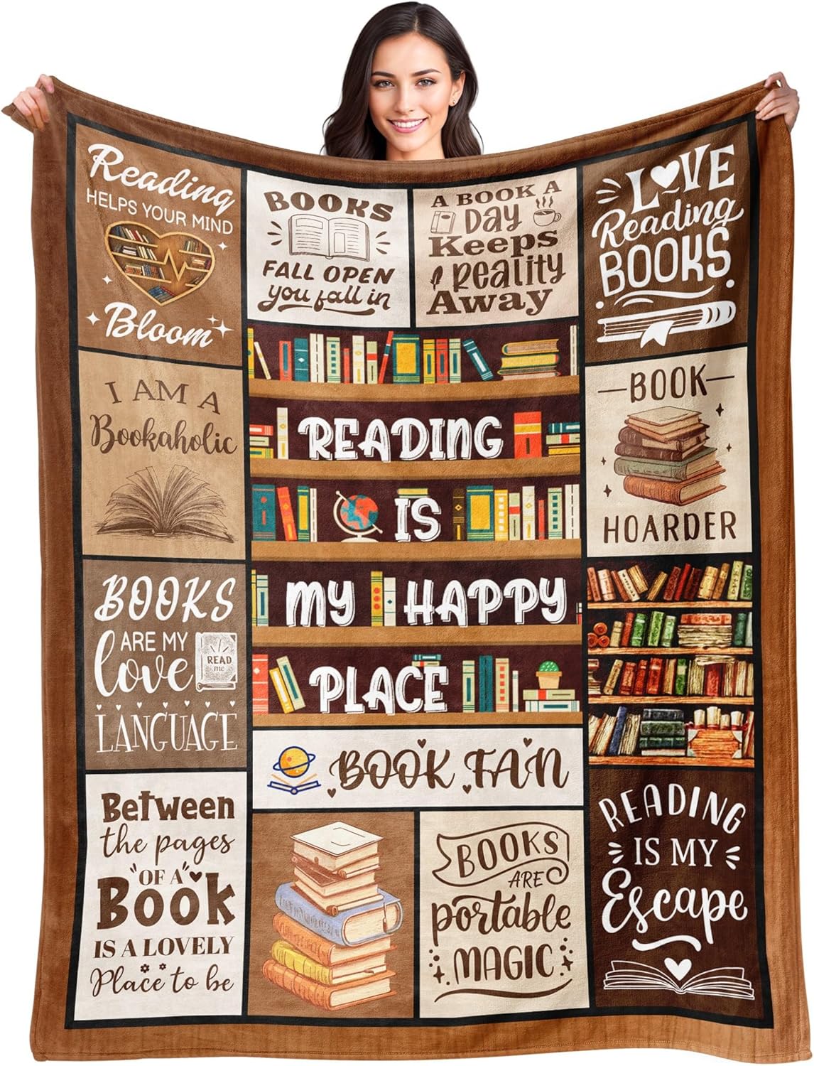 Book Lovers Gifts - Gifts for Book Lovers Women - Gifts for Readers - Reading Blanket - Books Club Librarian Bookworm Bookish Blanket Present for Women - Christmas Graduation - Throw Blanket 50"x60"