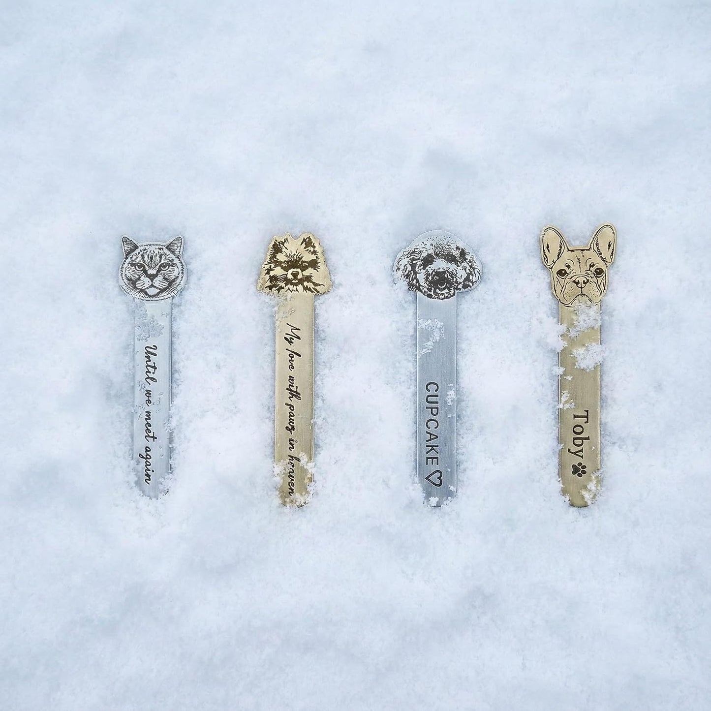 MignonandMignon Personalized Pet Face Bookmark Custom Name Engraved Metal Cat Dog Bookmark Cute Christmas Gift for Pet Lover - BM-AP-EG