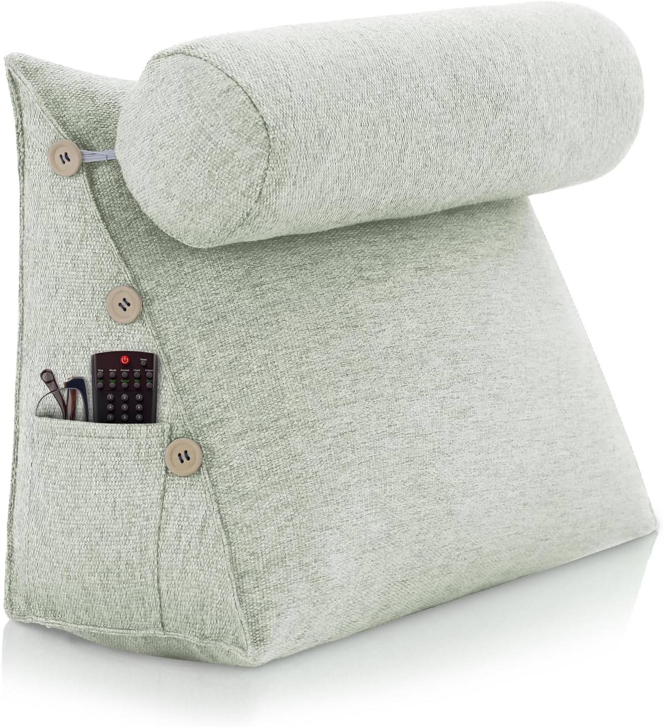 Wedge Reading Pillow — Adjustable Triangular Cushion, Removable Linen Cover, Lumbar & Neck Back Support