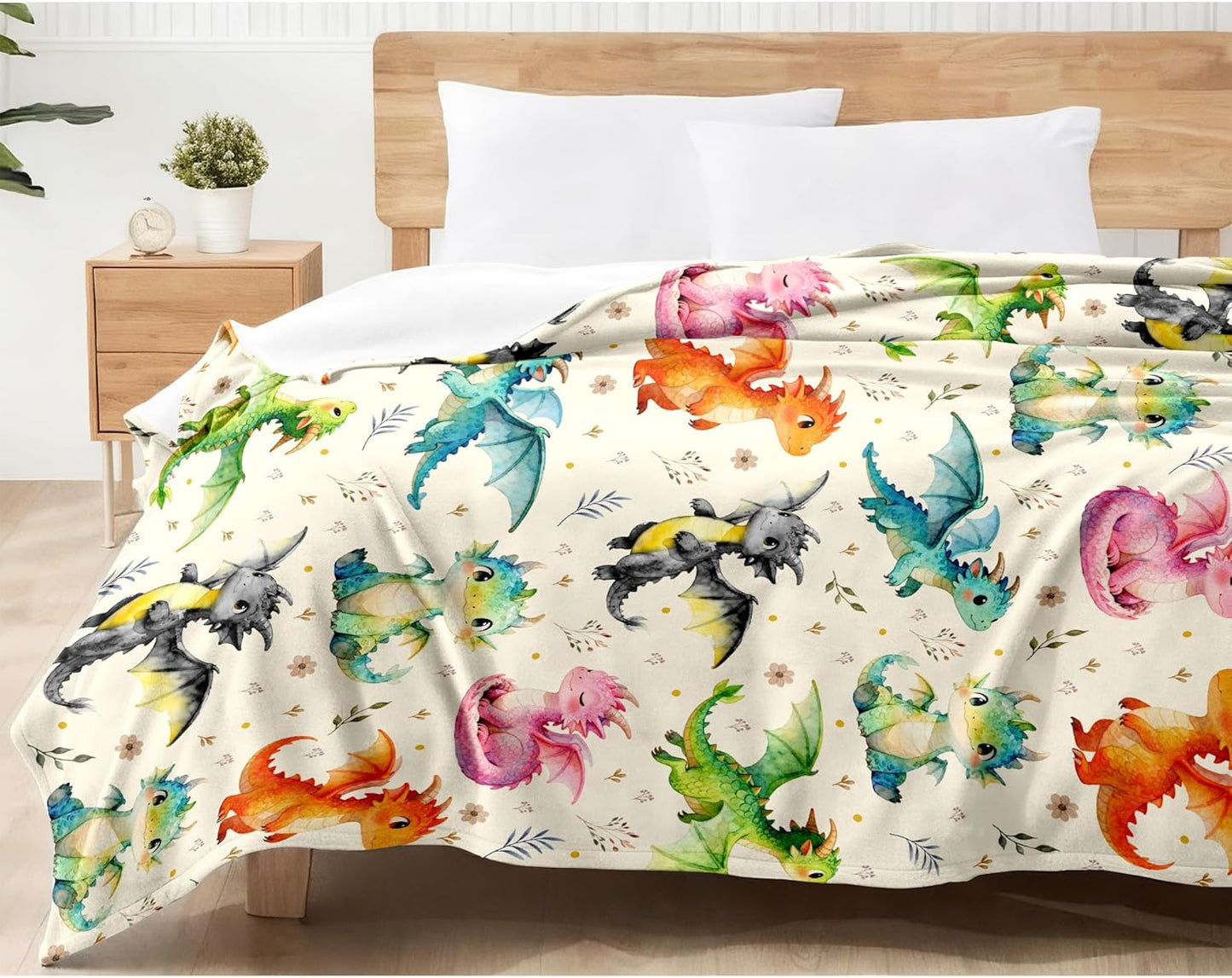 Dragon Blanket Gifts for Boys Girls Kids Dragon Lovers Plush Cozy Flannel Cute Dragons Throw Blanket Funny Animal Dragons Themed Stuff Birthday Bed Room Decor Travel 50" x 40"