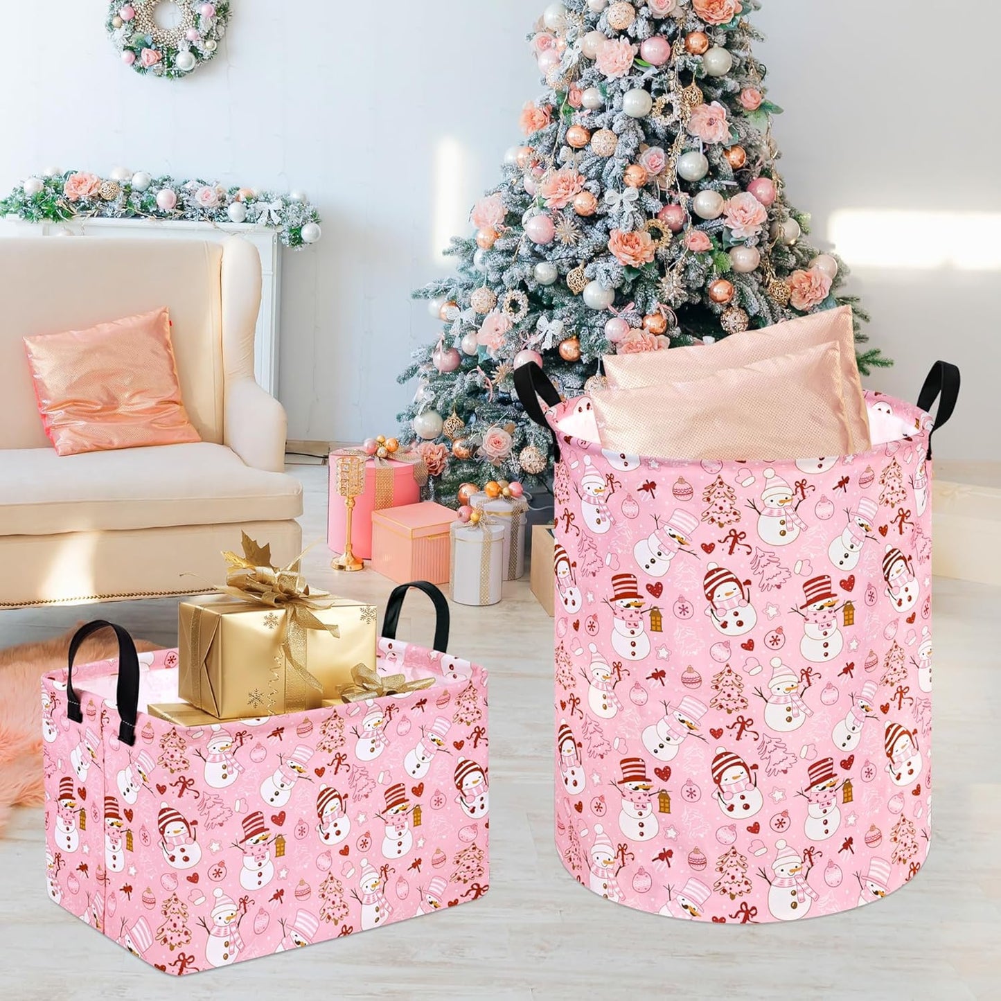 Rectangle Christmas Gift Storage Basket Home Shelf Storage Basket Organizer Box Clothes Laundry Hamper Nursery Basket Laundry Basket with Handles